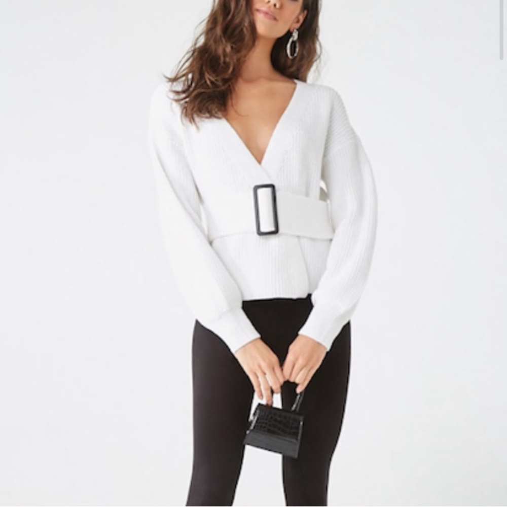 Never worn white belted sweater